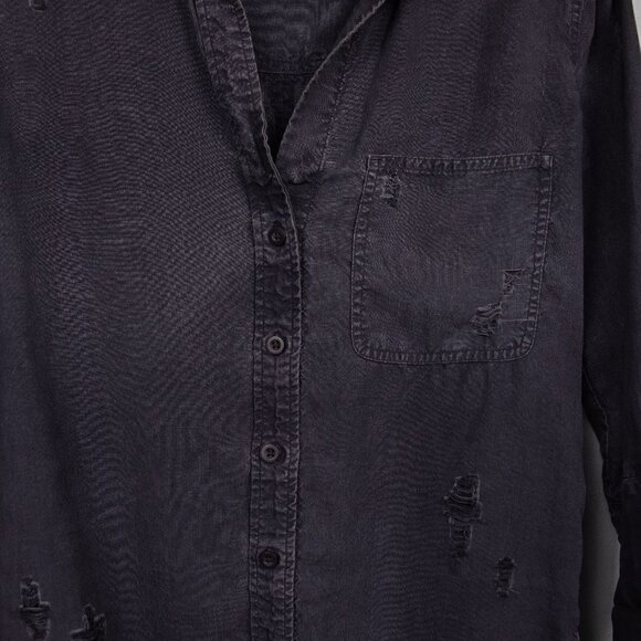 Cloth & Stone charcoal distressed button down shirt-XS - Picture 2 of 4